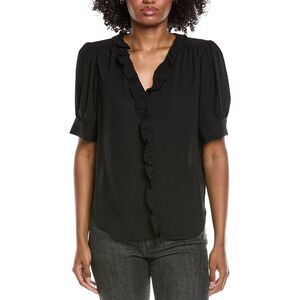 Cece Womens  Puff Sleeve Ruffle Top, Black